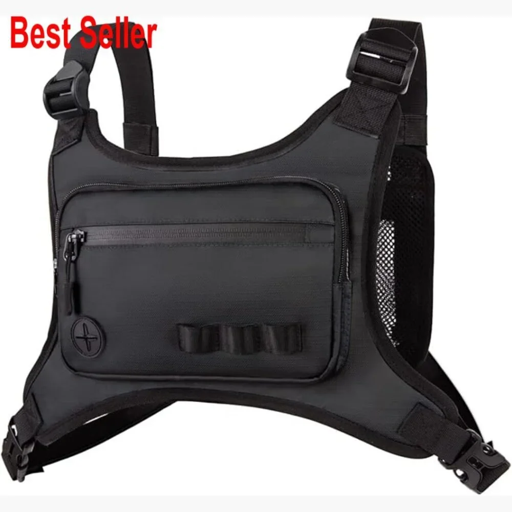 Lightweight Tactical Vest Bag with Phone Pocket, Water-Resistant Polyester